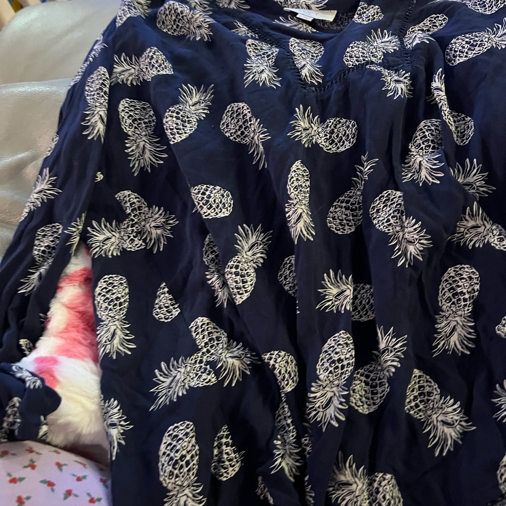Navy Pineapple Print shirt